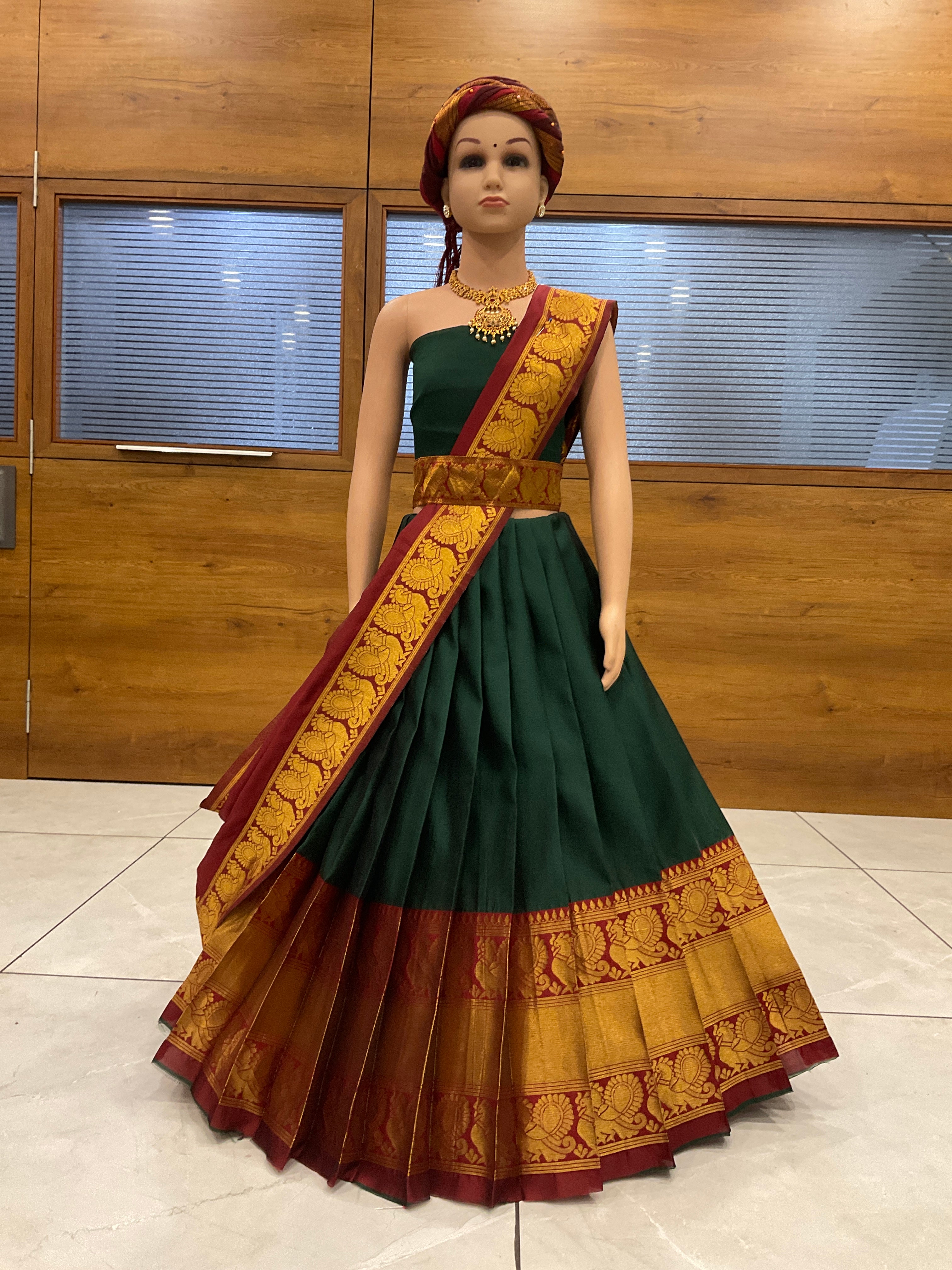 Kora Banarasi Lehenga with Duppatta kids half saree kids lehenga brida –  Nihira