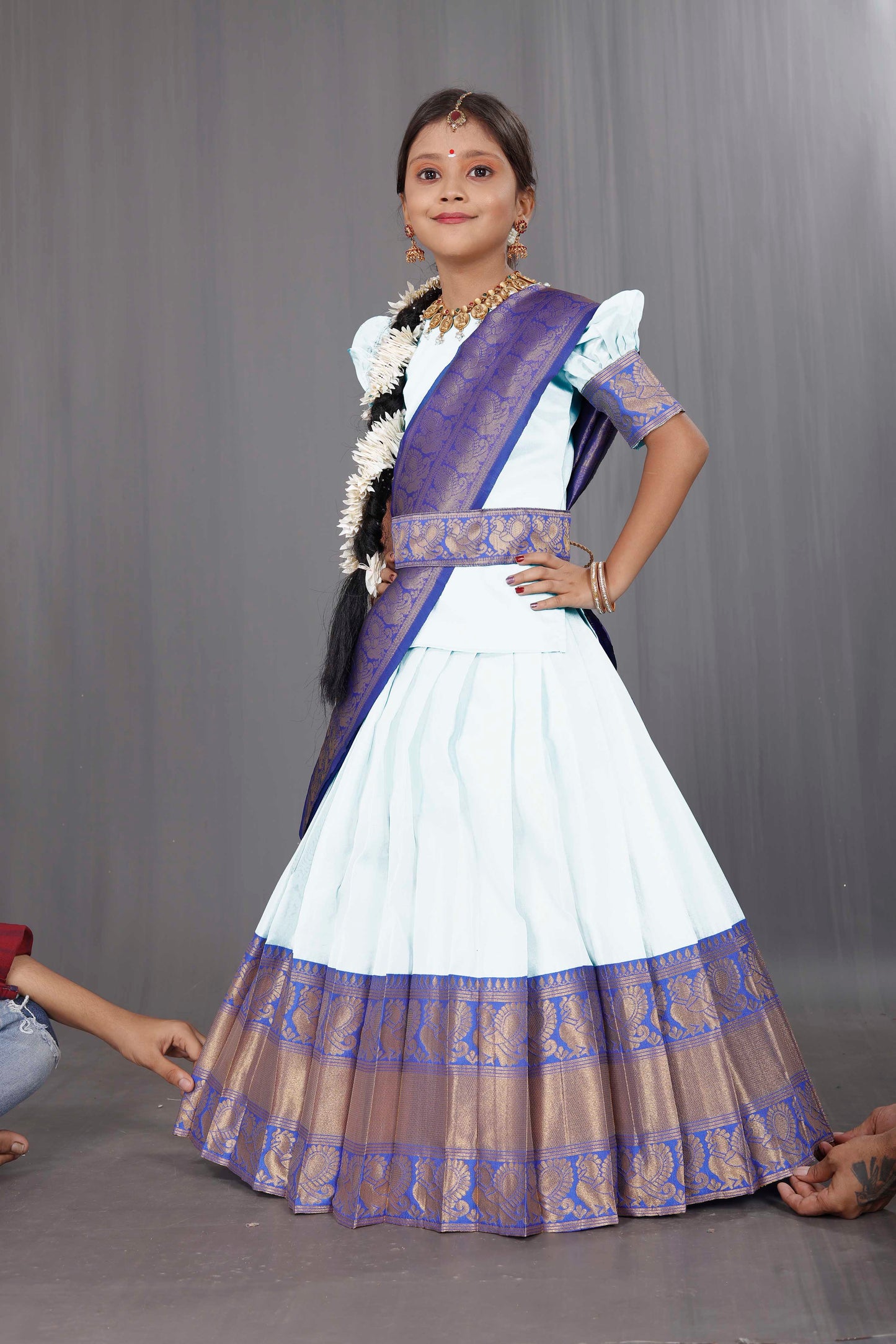 Captivating South Indian Festival Traditional Kids Half Saree (Unstitched): Embrace Timeless Elegance! 💃✨