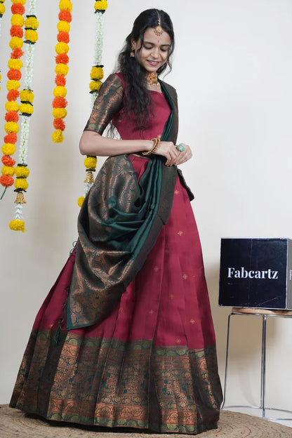 South Indian Festival Traditional Half Saree (SquarePAttu)