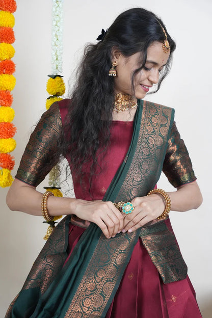 South Indian Festival Traditional Half Saree (SquarePAttu)