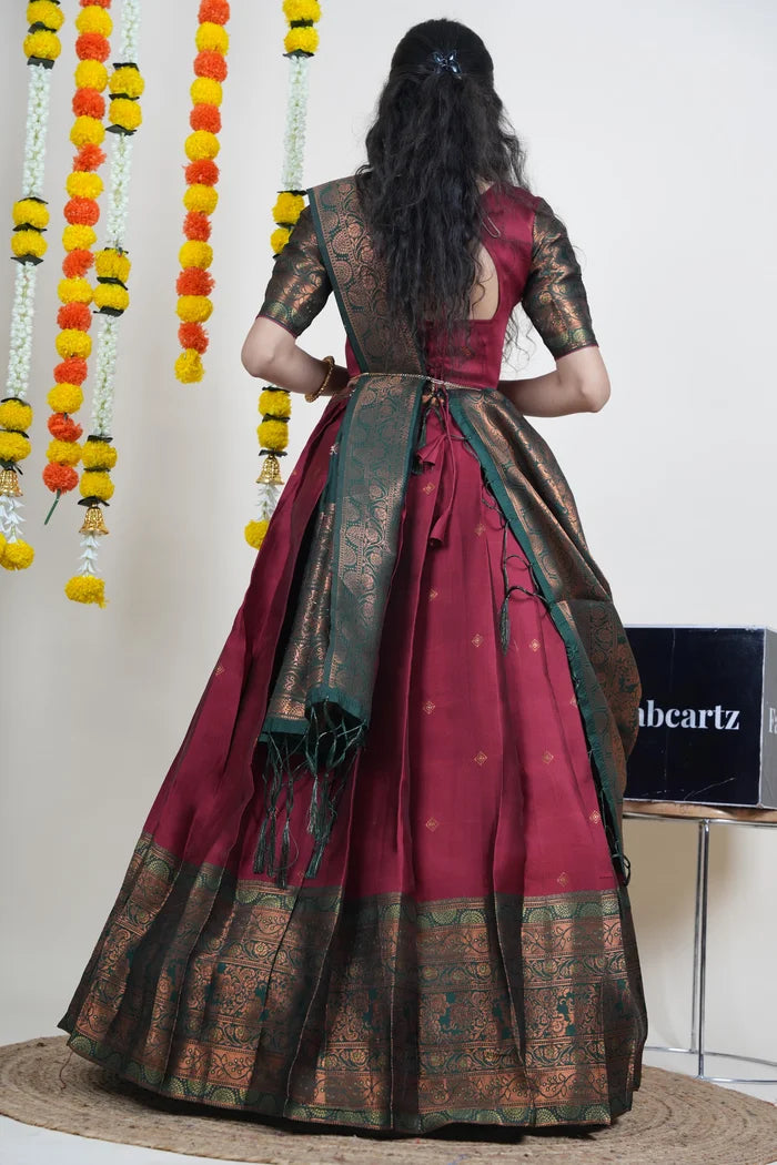 South Indian Festival Traditional Half Saree (SquarePAttu)