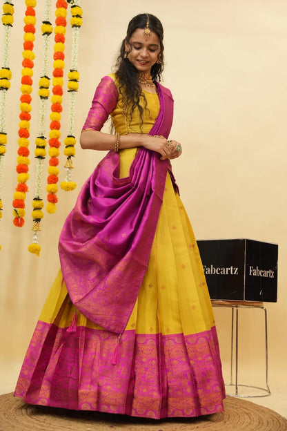 South Indian Festival Traditional Half Saree (SquarePAttu)