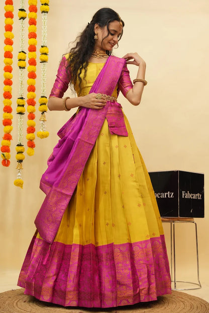 South Indian Festival Traditional Half Saree (SquarePAttu)