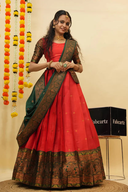 South Indian Festival Traditional Half Saree (SquarePAttu)