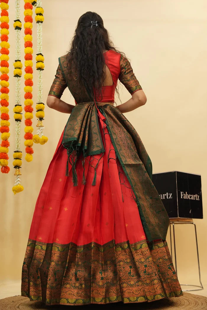 South Indian Festival Traditional Half Saree (SquarePAttu)