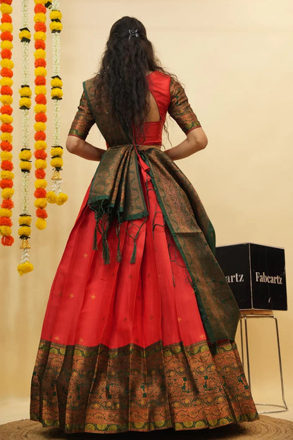 South Indian Festival Traditional Half Saree (SquarePAttu)