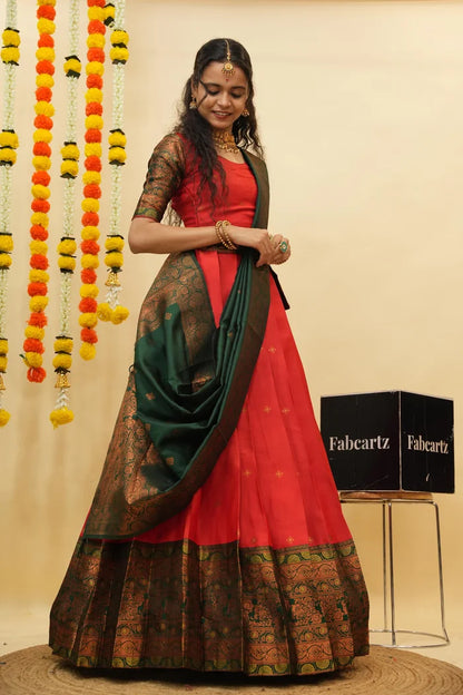South Indian Festival Traditional Half Saree (SquarePAttu)