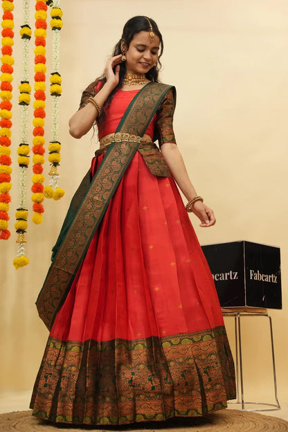 South Indian Festival Traditional Half Saree (SquarePAttu)