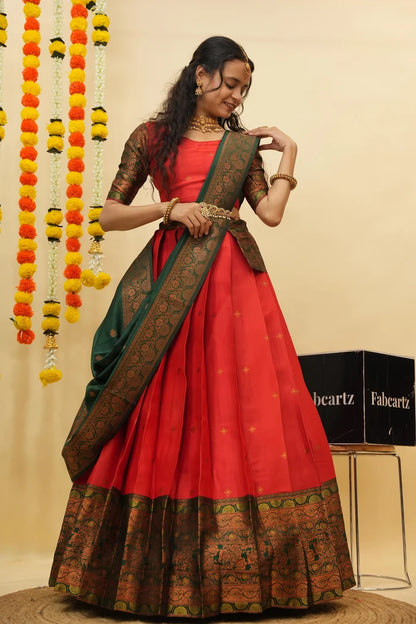 South Indian Festival Traditional Half Saree (SquarePAttu)