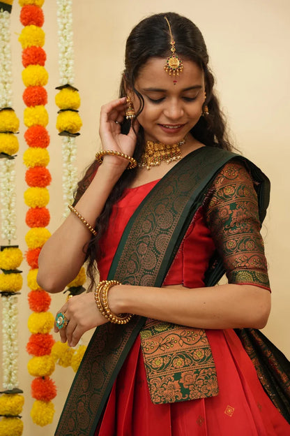 South Indian Festival Traditional Half Saree (SquarePAttu)