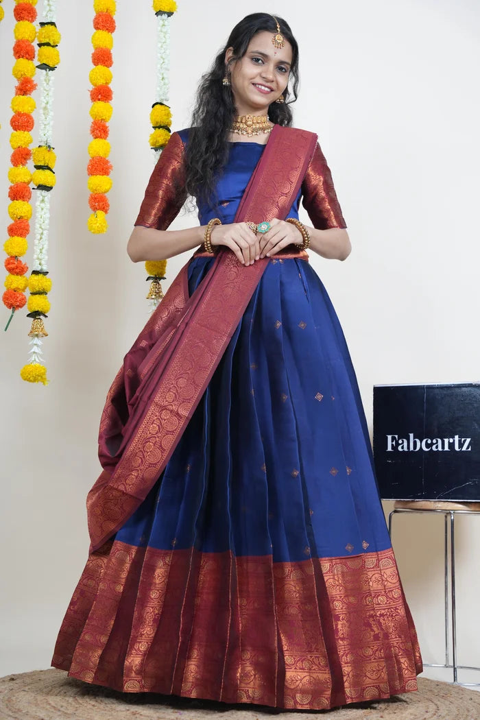 South Indian Festival Traditional Half Saree (SquarePAttu)
