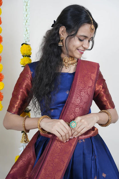 South Indian Festival Traditional Half Saree (SquarePAttu)