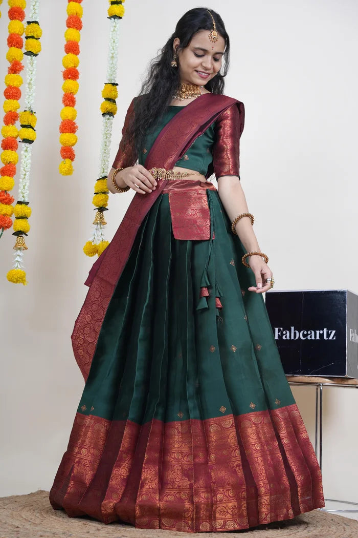 South Indian Festival Traditional Half Saree (SquarePAttu)