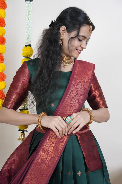 South Indian Festival Traditional Half Saree (SquarePAttu)