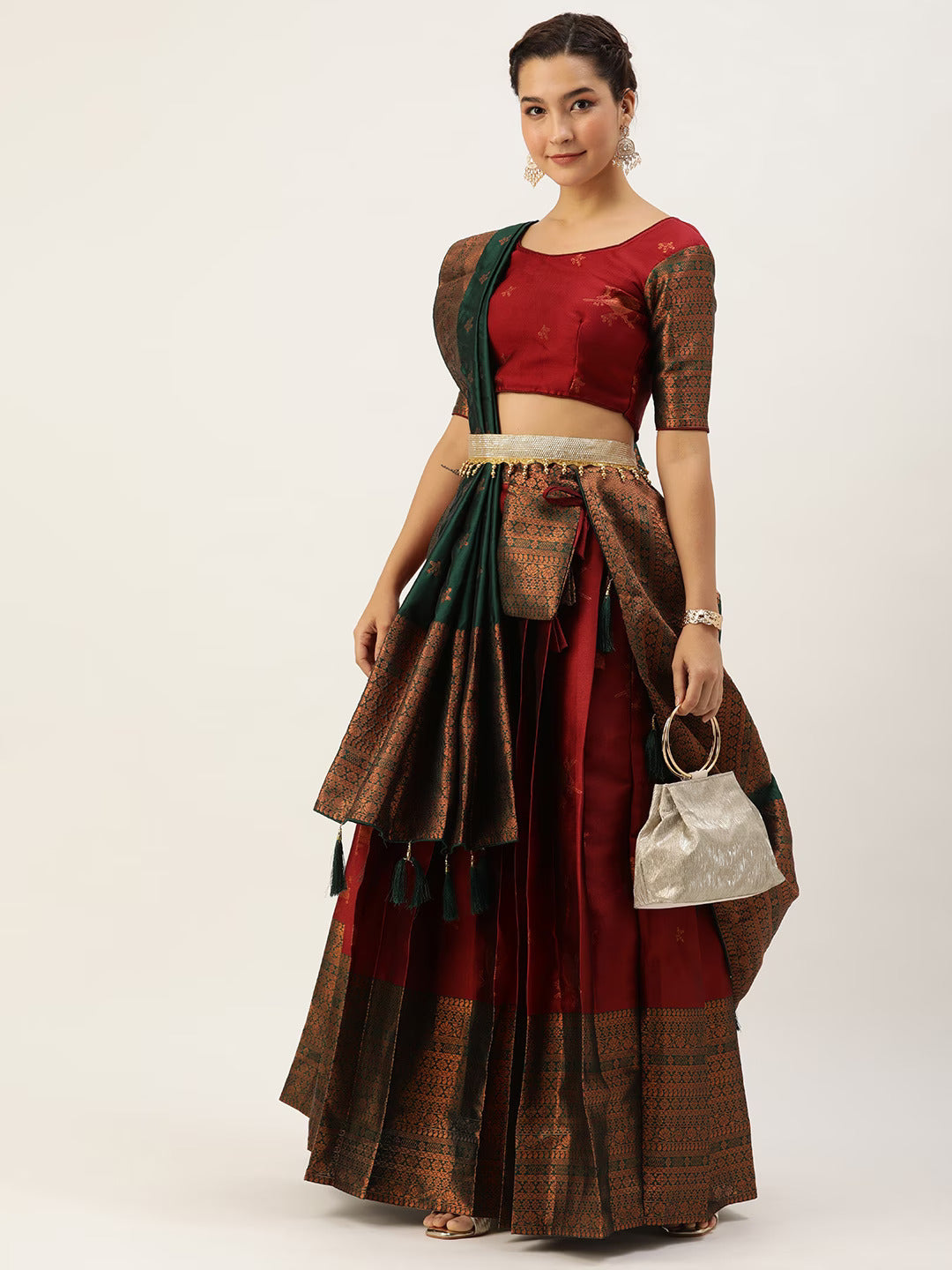 South Indian Festival Traditional Half Saree (LichiSparrow)