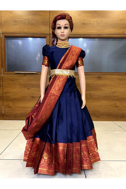 దక్షిణ భారత పండుగ సాంప్రదాయ హాఫ్ చీర (దిల్‌వాలేపట్టు కిడ్స్) 