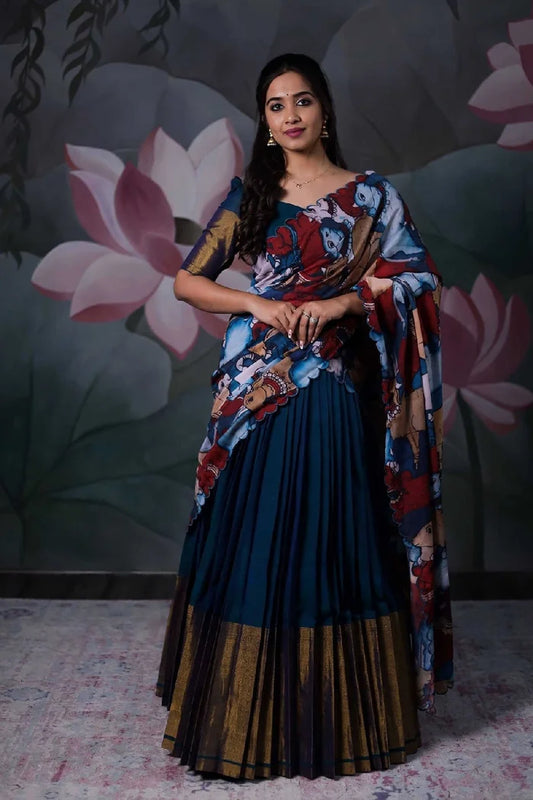 దక్షిణ భారత పండుగ సాంప్రదాయ హాఫ్ చీర (కౌపట్టు) 