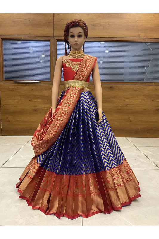 South Indian Festival Traditional Half Saree (Mor Pattu Kids)