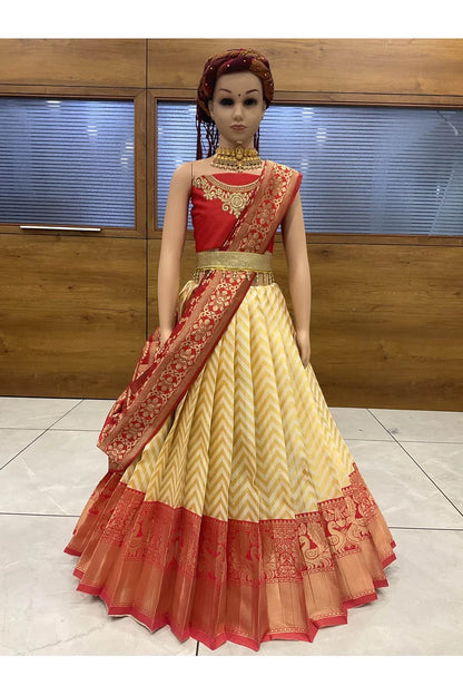 South Indian Festival Traditional Half Saree (Mor Pattu Kids)