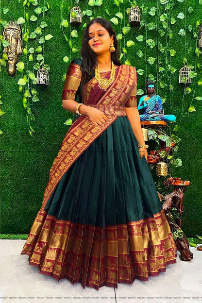 Captivating South Indian Festival Traditional Half Saree (Unstitched) : Embrace Timeless Elegance! 💃✨