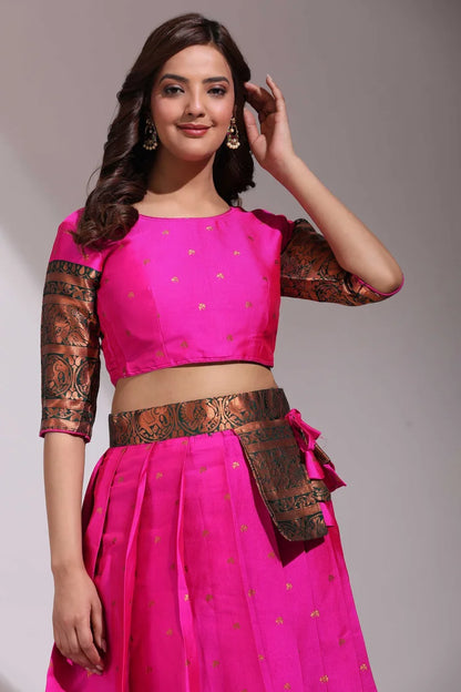 South Indian Festival Traditional Half Saree (CloverPattu)