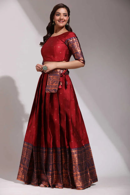 South Indian Festival Traditional Half Saree (CloverPattu)
