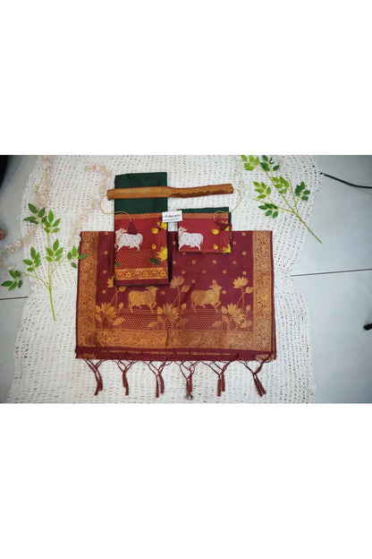 దక్షిణ భారత పండుగ సాంప్రదాయ హాఫ్ చీర (కాంధేను) 