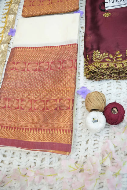 South Indian Festival Traditional Half Saree  (Saraswati)