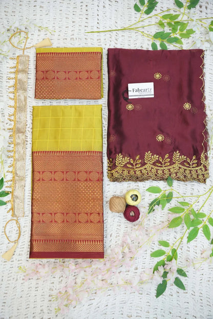 South Indian Festival Traditional Half Saree  (Saraswati)
