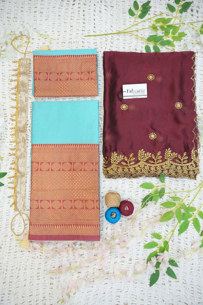 South Indian Festival Traditional Half Saree (Saraswati)