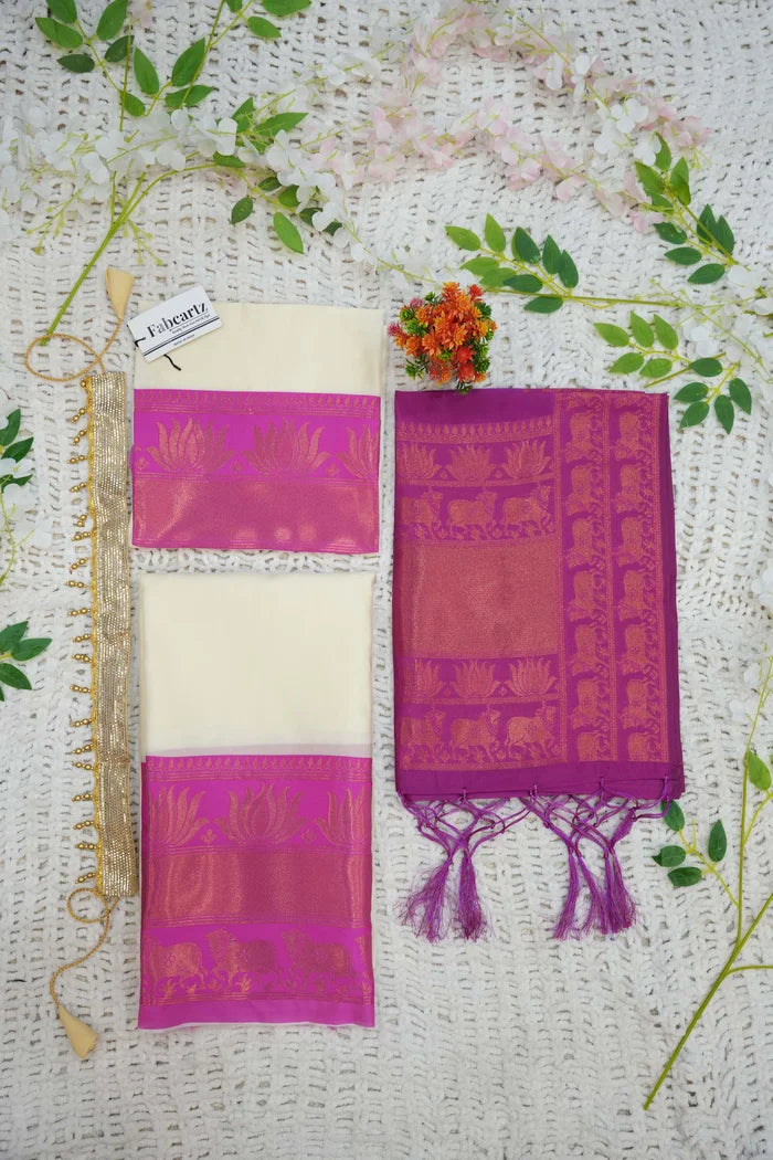 New Kids Traditional South Indian Half Saree (LotusPAttuKids)