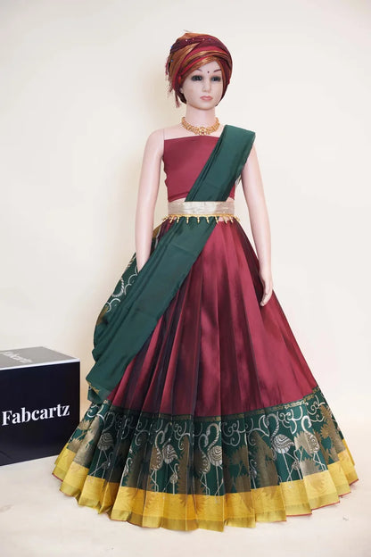 New Kids Traditional South Indian Half Saree (HansPAttuKids)