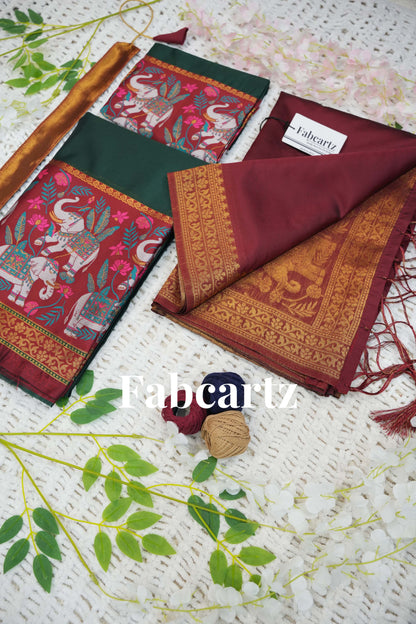 South Indian Festival Traditional Half Saree (JungleeHathi)