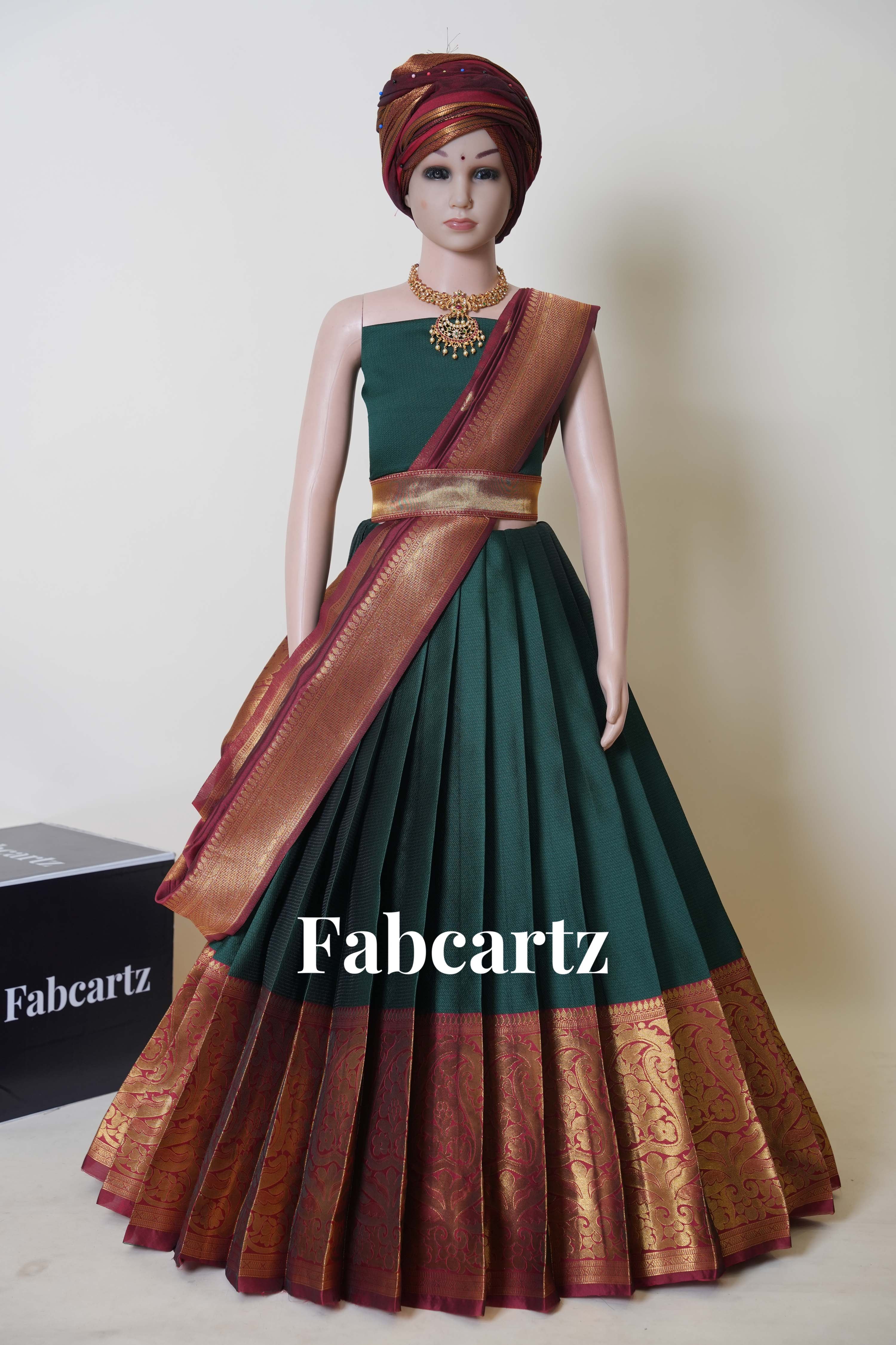 New Kids Traditional South Indian Half Saree (Aarvi Kids) – Fabcartz.com