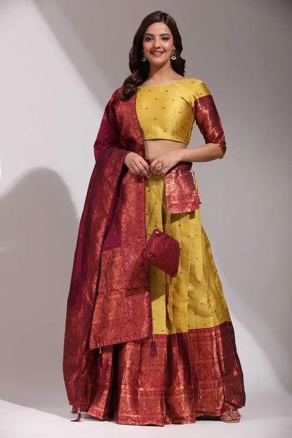 South Indian Festival Traditional Half Saree (CloverPattu)