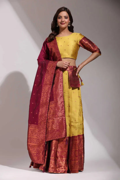 South Indian Festival Traditional Half Saree (CloverPattu)
