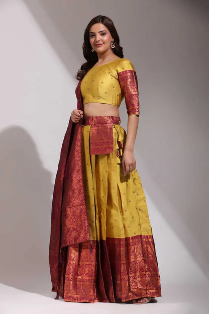South Indian Festival Traditional Half Saree (CloverPattu)
