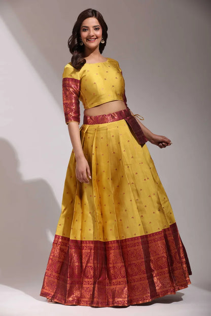 South Indian Festival Traditional Half Saree (CloverPattu)