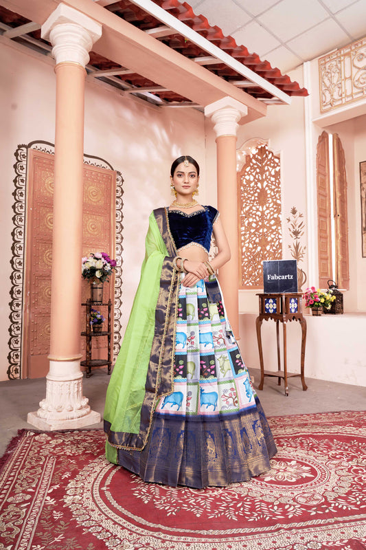 South Indian Festival Traditional Half Saree VintageCow