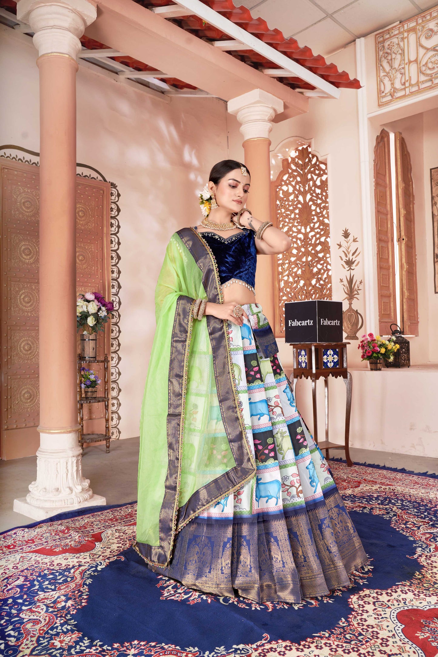 South Indian Festival Traditional Half Saree VintageCow