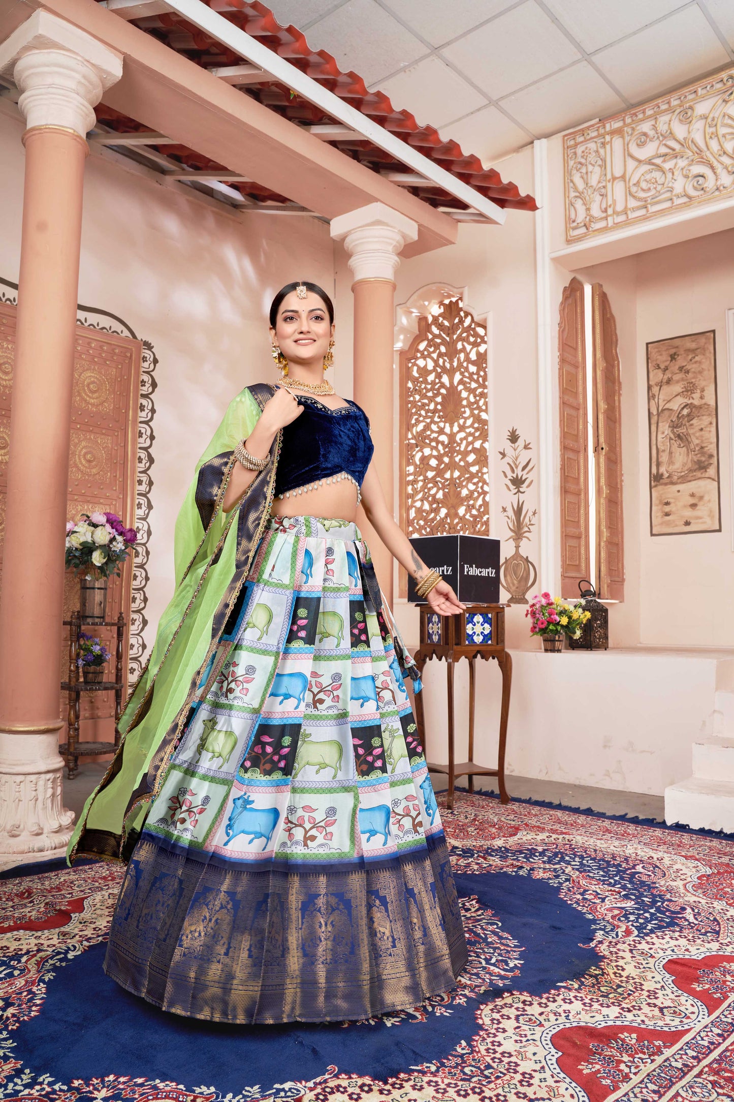 South Indian Festival Traditional Half Saree VintageCow