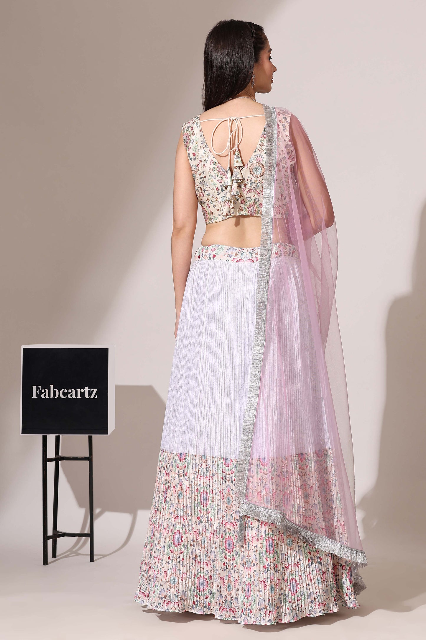 PlusMinus Jacq Women's Embroidered Satin Lehenga Choli with Sequins Work