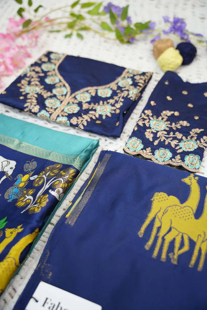 HiranPattu Women's Woven Design zari work Half Saree with Embroidered Blouse and Dupatta