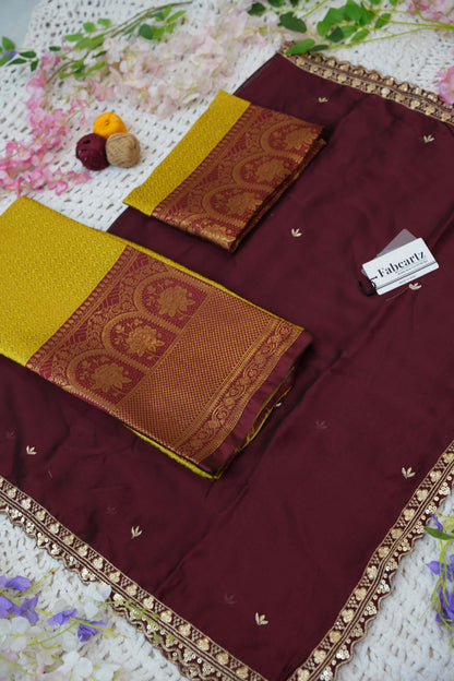 Oye!!Pattu Women's Woven Design zari work Half Saree with Embroidered Blouse and Dupatta