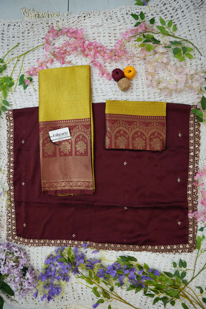 Oye!!Pattu Women's Woven Design zari work Half Saree with Embroidered Blouse and Dupatta