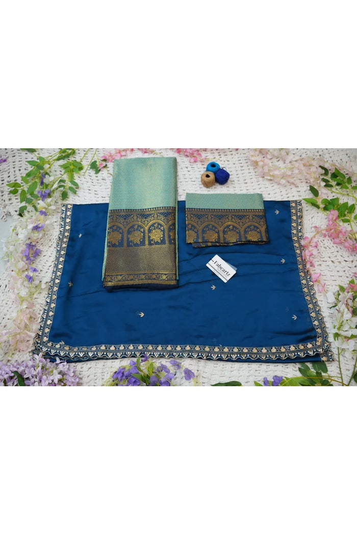 Oye!!Pattu Women's Woven Design zari work Half Saree with Embroidered Blouse and Dupatta