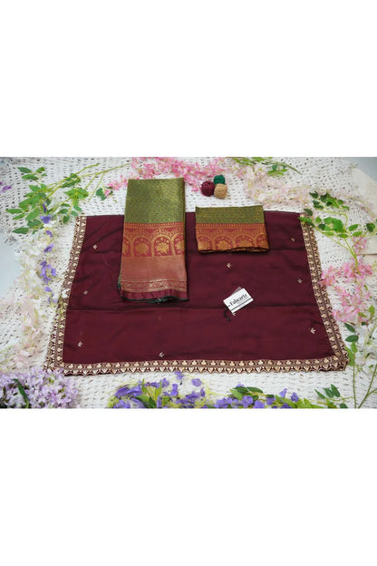 Oye!!Pattu Women's Woven Design zari work Half Saree with Embroidered Blouse and Dupatta