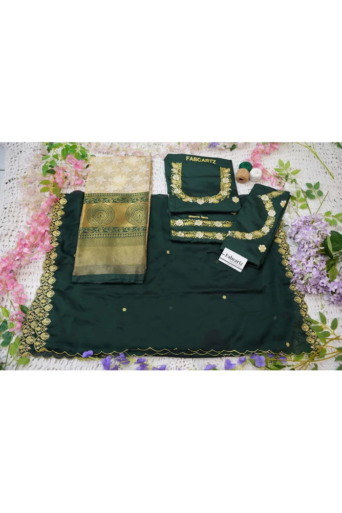 StarWars Women's Woven Design zari work Half Saree with Embroidered Blouse and Dupatta