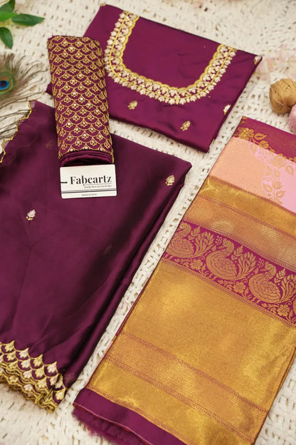 Pranavi Women's Woven Design zari work Half Saree with Embroidered Blouse and Dupatta