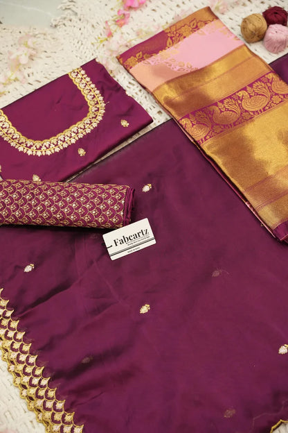 Pranavi Women's Woven Design zari work Half Saree with Embroidered Blouse and Dupatta